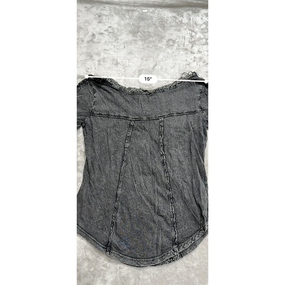 Free People Top Women's Size Small Black Long Sleeve Textured Fabric Boho EUC - Picture 6 of 8